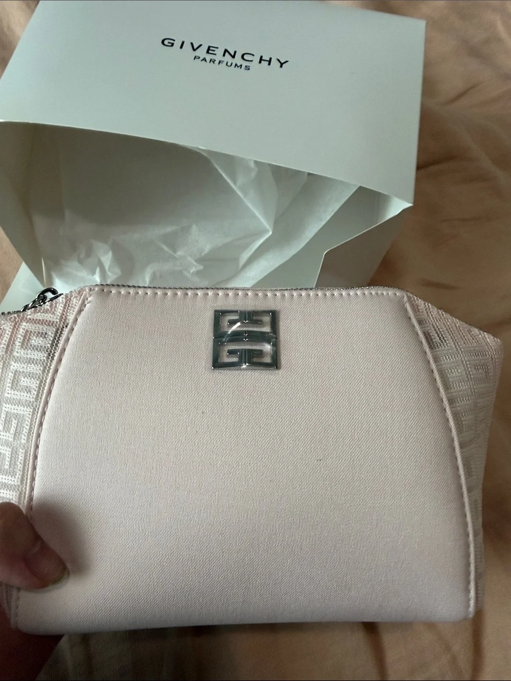 Givenchy Pale Pink Cosmetic Pouch with Signature Monogram Panels